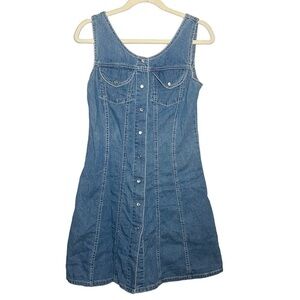 Xhileration Y2K Button Down Denim Mini Dress Medium